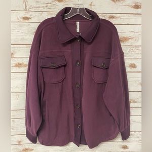 Zenana Oversized Plum Fleece Shacket